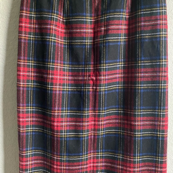Vintage Chadwicks Wool Blend Tartan Plaid Preppy Dark Academia Midi Skirt Sz 12T - Picture 6 of 14